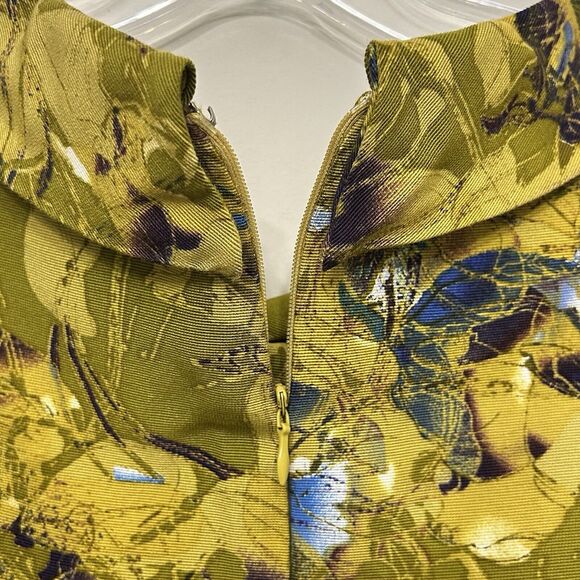 Taylor Dress Bengaline‎ Womens size 2 Green floral silk blend sleeveless bold - Picture 13 of 14